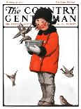 "Little Girl Feeding Birds," Country Gentleman Cover, January 31, 1925-Sarah Stilwell Weber-Giclee Print