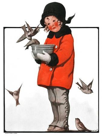 "Little Girl Feeding Birds,"January 31, 1925