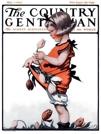 "Little Girl Playing with Flowers," Country Gentleman Cover, May 2, 1925