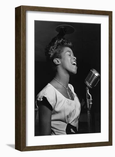 Sarah Vaughan at Microphone-William P^ Gottlieb-Framed Art Print