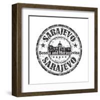 Sarajevo Grunge Rubber Stamp-oxlock-Framed Art Print