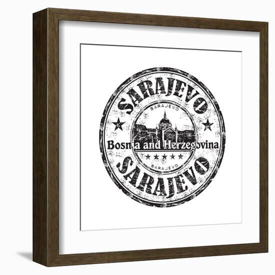 Sarajevo Grunge Rubber Stamp-oxlock-Framed Art Print