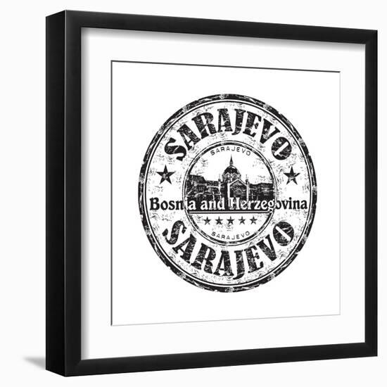 Sarajevo Grunge Rubber Stamp-oxlock-Framed Art Print