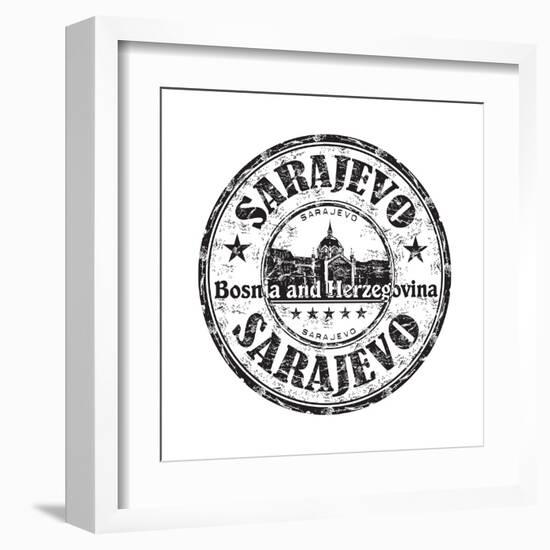 Sarajevo Grunge Rubber Stamp-oxlock-Framed Art Print