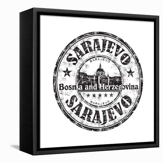 Sarajevo Grunge Rubber Stamp-oxlock-Framed Stretched Canvas