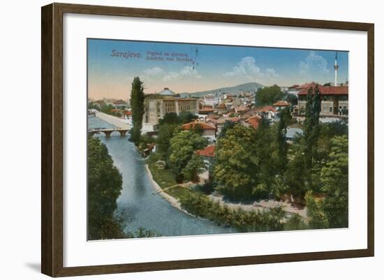 Sarajevo - View to the North of the City. Postcard Sent in 1913-Bosnian Photographer-Framed Giclee Print