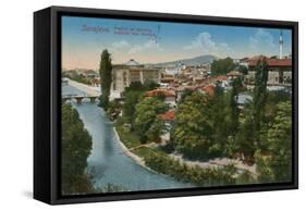 Sarajevo - View to the North of the City. Postcard Sent in 1913-Bosnian Photographer-Framed Stretched Canvas