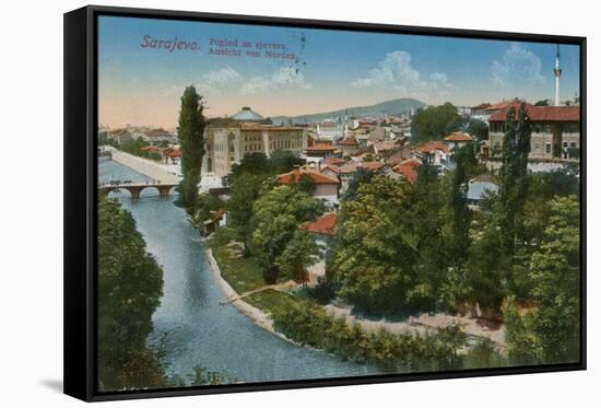 Sarajevo - View to the North of the City. Postcard Sent in 1913-Bosnian Photographer-Framed Stretched Canvas