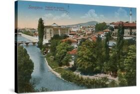 Sarajevo - View to the North of the City. Postcard Sent in 1913-Bosnian Photographer-Stretched Canvas