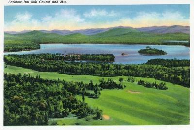 'Saranac Lake, New York - Aerial View of Saranac Inn Golf Course and