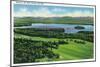 Saranac Lake, New York - Aerial View of Saranac Inn Golf Course and Mountains-Lantern Press-Mounted Art Print