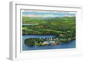 Saranac Lake, New York - Aerial View of Saranac Inn-Lantern Press-Framed Art Print