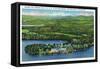 Saranac Lake, New York - Aerial View of Saranac Inn-Lantern Press-Framed Stretched Canvas