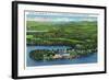 Saranac Lake, New York - Aerial View of Saranac Inn-Lantern Press-Framed Art Print