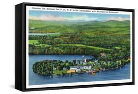 Saranac Lake, New York - Aerial View of Saranac Inn-Lantern Press-Framed Stretched Canvas