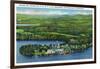 Saranac Lake, New York - Aerial View of Saranac Inn-Lantern Press-Framed Art Print