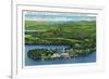Saranac Lake, New York - Aerial View of Saranac Inn-Lantern Press-Framed Premium Giclee Print