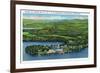 Saranac Lake, New York - Aerial View of Saranac Inn-Lantern Press-Framed Premium Giclee Print