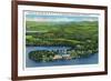 Saranac Lake, New York - Aerial View of Saranac Inn-Lantern Press-Framed Premium Giclee Print