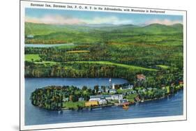 Saranac Lake, New York - Aerial View of Saranac Inn-Lantern Press-Mounted Premium Giclee Print