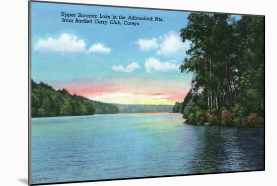 Saranac Lake, New York - Bartlett Carry Club View of Upper Saranac Lake-Lantern Press-Mounted Art Print