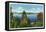 Saranac Lake, New York - Eagle Island and Lower Saranac Lake View-Lantern Press-Framed Stretched Canvas