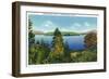 Saranac Lake, New York - Eagle Island and Lower Saranac Lake View-Lantern Press-Framed Art Print