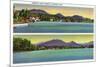 Saranac Lake, New York - Two Views of Lake Flower-Lantern Press-Mounted Art Print