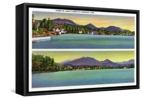 Saranac Lake, New York - Two Views of Lake Flower-Lantern Press-Framed Stretched Canvas