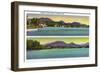 Saranac Lake, New York - Two Views of Lake Flower-Lantern Press-Framed Art Print