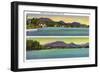 Saranac Lake, New York - Two Views of Lake Flower-Lantern Press-Framed Art Print