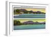 Saranac Lake, New York - Two Views of Lake Flower-Lantern Press-Framed Art Print