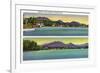 Saranac Lake, New York - Two Views of Lake Flower-Lantern Press-Framed Premium Giclee Print