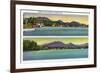 Saranac Lake, New York - Two Views of Lake Flower-Lantern Press-Framed Premium Giclee Print