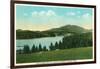Saranac Lake, New York - View of Lake Flower with Mt. Baker in Distance-Lantern Press-Framed Art Print