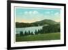 Saranac Lake, New York - View of Lake Flower with Mt. Baker in Distance-Lantern Press-Framed Art Print