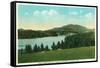 Saranac Lake, New York - View of Lake Flower with Mt. Baker in Distance-Lantern Press-Framed Stretched Canvas