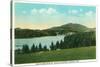 Saranac Lake, New York - View of Lake Flower with Mt. Baker in Distance-Lantern Press-Stretched Canvas