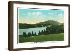 Saranac Lake, New York - View of Lake Flower with Mt. Baker in Distance-Lantern Press-Framed Art Print