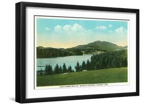 Saranac Lake, New York - View of Lake Flower with Mt. Baker in Distance-Lantern Press-Framed Art Print