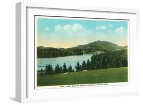 Saranac Lake, New York - View of Lake Flower with Mt. Baker in Distance-Lantern Press-Framed Art Print