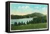 Saranac Lake, New York - View of Lake Flower with Mt. Baker in Distance-Lantern Press-Framed Stretched Canvas