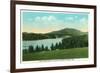 Saranac Lake, New York - View of Lake Flower with Mt. Baker in Distance-Lantern Press-Framed Premium Giclee Print