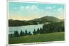 Saranac Lake, New York - View of Lake Flower with Mt. Baker in Distance-Lantern Press-Mounted Premium Giclee Print