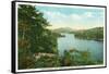 Saranac Lake, New York - View of Lower Saranac Lake from Bluff Island-Lantern Press-Framed Stretched Canvas