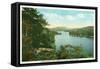 Saranac Lake, New York - View of Lower Saranac Lake from Bluff Island-Lantern Press-Framed Stretched Canvas