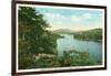 Saranac Lake, New York - View of Lower Saranac Lake from Bluff Island-Lantern Press-Framed Art Print