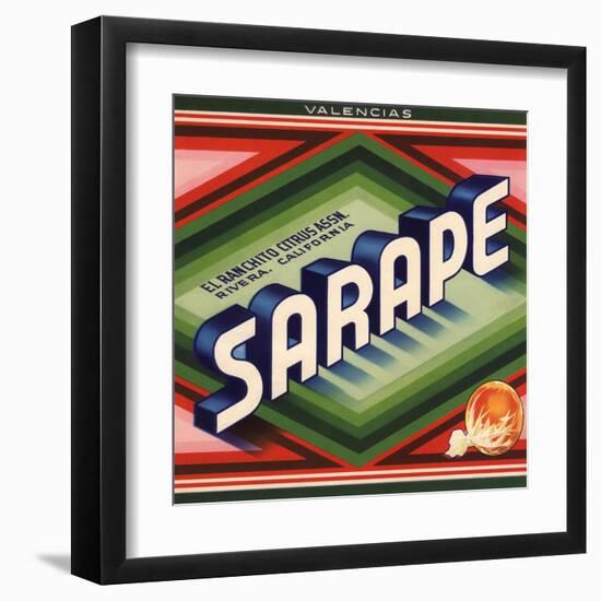 Sarape Brand - Rivera, California - Citrus Crate Label-Lantern Press-Framed Art Print