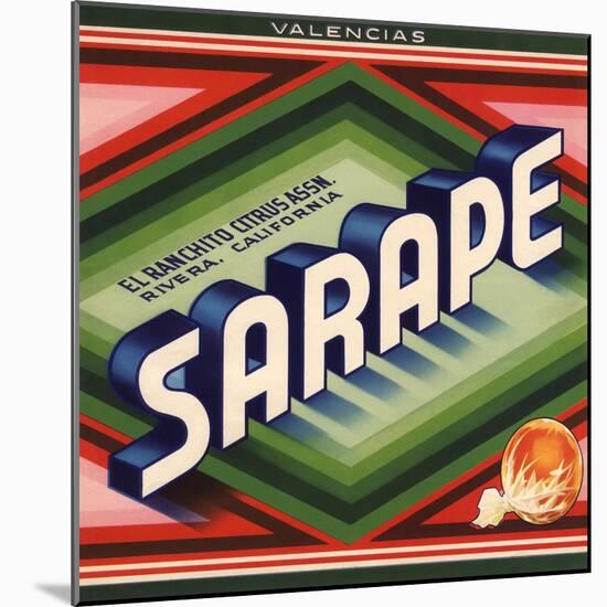 Sarape Brand - Rivera, California - Citrus Crate Label-Lantern Press-Mounted Art Print