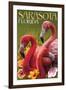 Sarasota, Florida - Flamingos-Lantern Press-Framed Art Print